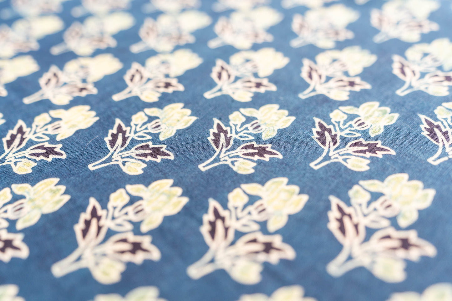 Ajrak Block-Print Tablecloth with Blue Iris - DharBazaar