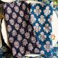 Ajrak Block-Print Dinner Napkins with Blue Flower on Navy Blue - DharBazaar