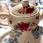 Vintage 1980s to 1990s Royal Caldone Ceracraft Teapot with cabbage roses - DharBazaar
