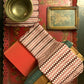 Dinner Napkins with Salmon and Brown Geometric Print and Scalloped Edges - DharBazaar