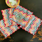 Lunch Napkins with Multi-colored Stripes and Scalloped Edges - DharBazaar