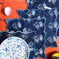 Blue Block-print Lunch Napkins with Scalloped Edges - DharBazaar