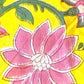 Hand-block Print Dinner Napkins of Pink Lotus on Yellow Background #TableSetting #PinkLotus #BestBlockprintNapkins - DharBazaar