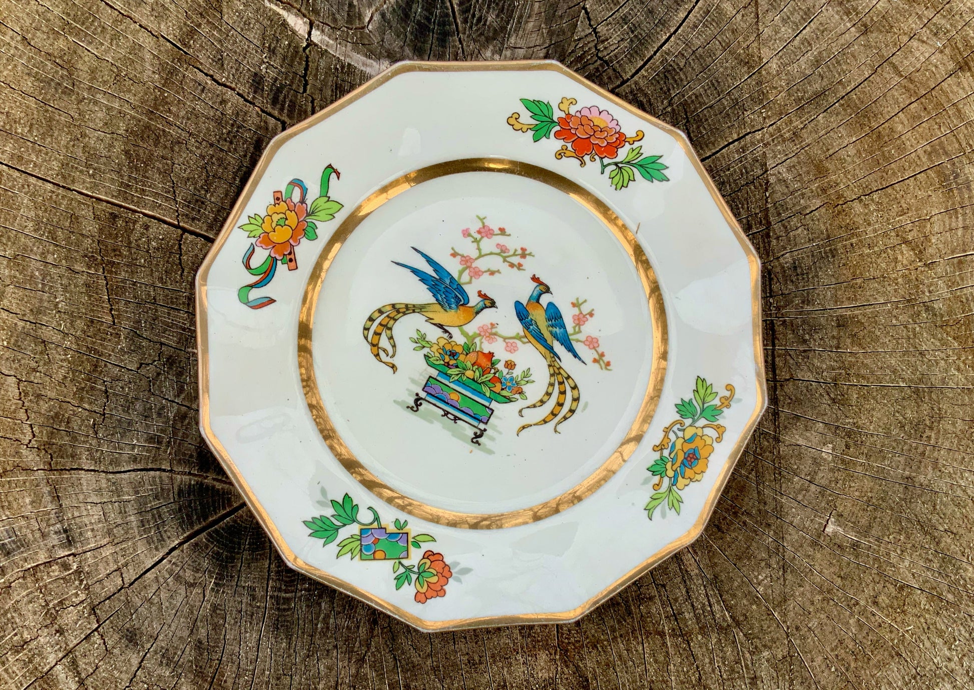 Johnson Brothers Fushan Pattern - Bread or Cake Plates (sold as set of 4) #JohnsonBrothers #ChinoiserieBirds #ClassicDesign - DharBazaar