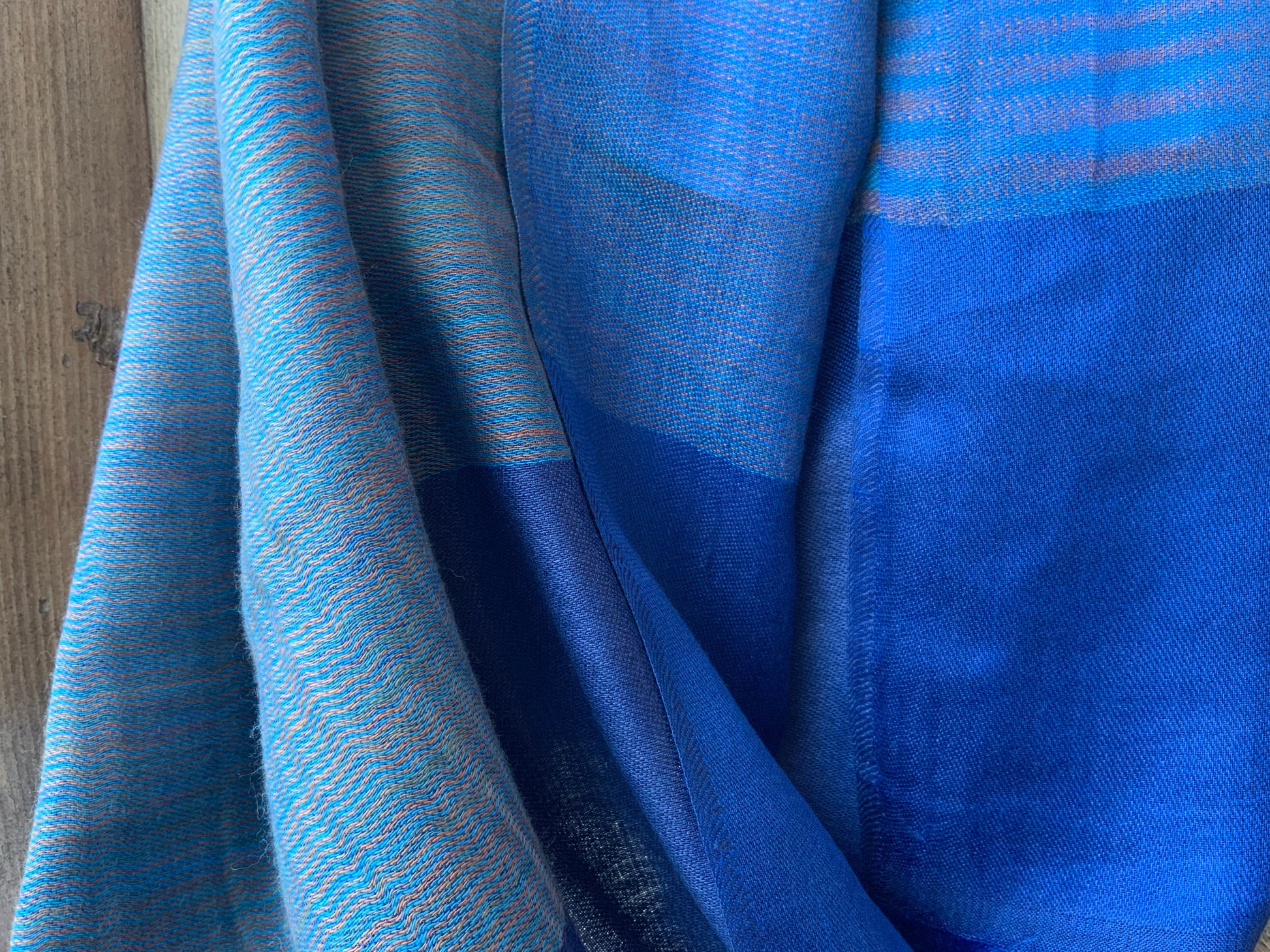 Classic Kashmir shawl in Blue with Copper Highlights #BlueShawl #ClassicShawl #kashmirShawl - DharBazaar