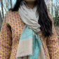 Kashmir shawl with Brown and Beige stripes and a Turquoise border #kashmirShawl #StrippedShawl #ShawlLove - DharBazaar