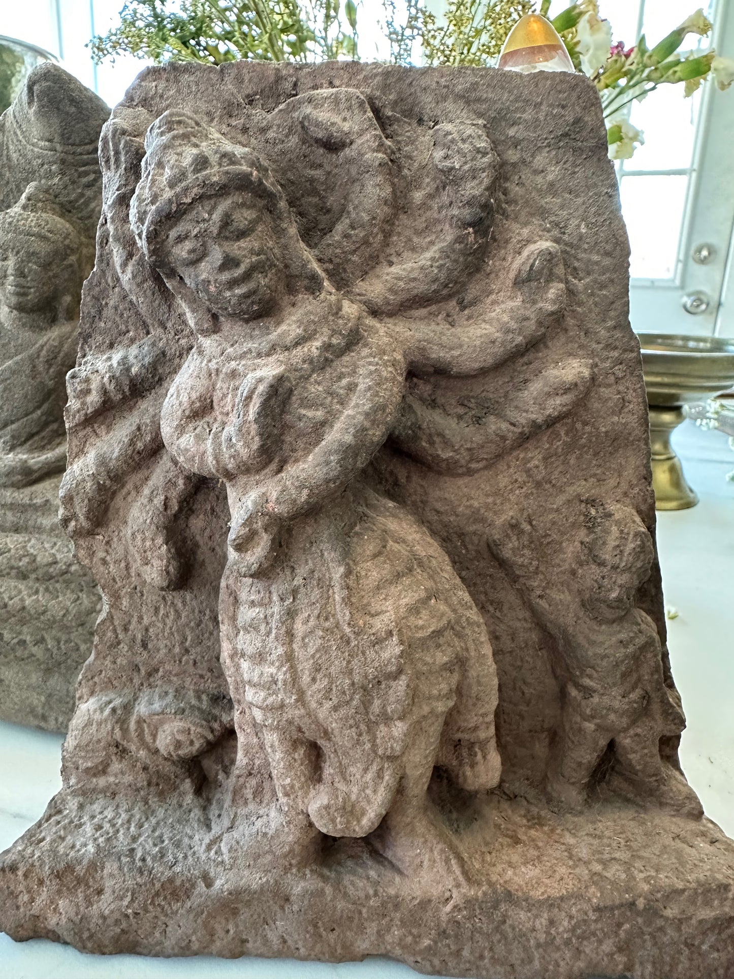 Antique stone statue of Godess Durga - circa 15th century-17th century #Durga - DharBazaar