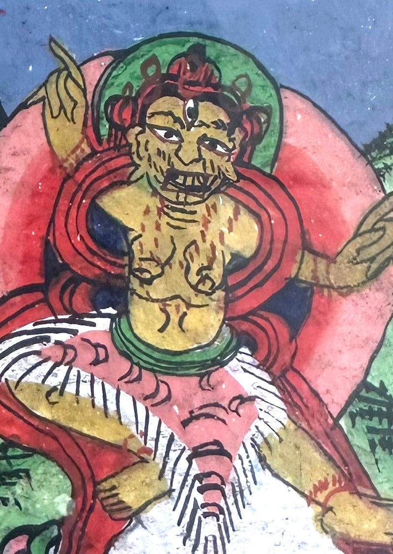 Tibetan Manuscript Paintings, Painting set of 9, Antique Buddhist Paintings, Buddhist Painting, Tibetan Art, Antique Art, Wall Art Original, Hand Painted, Series - 8 - DharBazaar