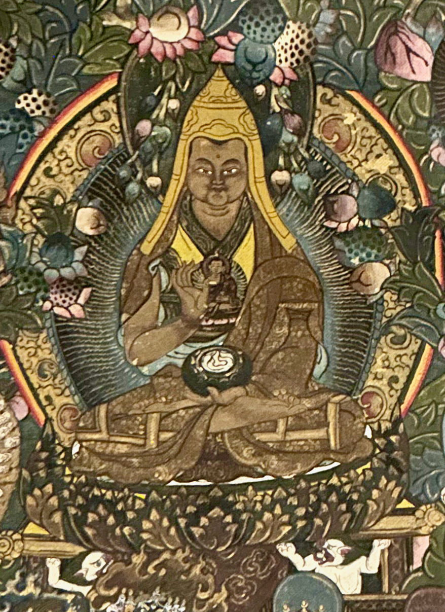 Antique Buddhist Thangka Painting - Gelugpa Lineage #TibetanArt #ThangkaPaintings #AntiqueBuddhistArt - DharBazaar