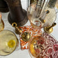 Set of six amber tinted wine glasses #AmberGlass #VintageWineGlasses #VintageStyle - DharBazaar