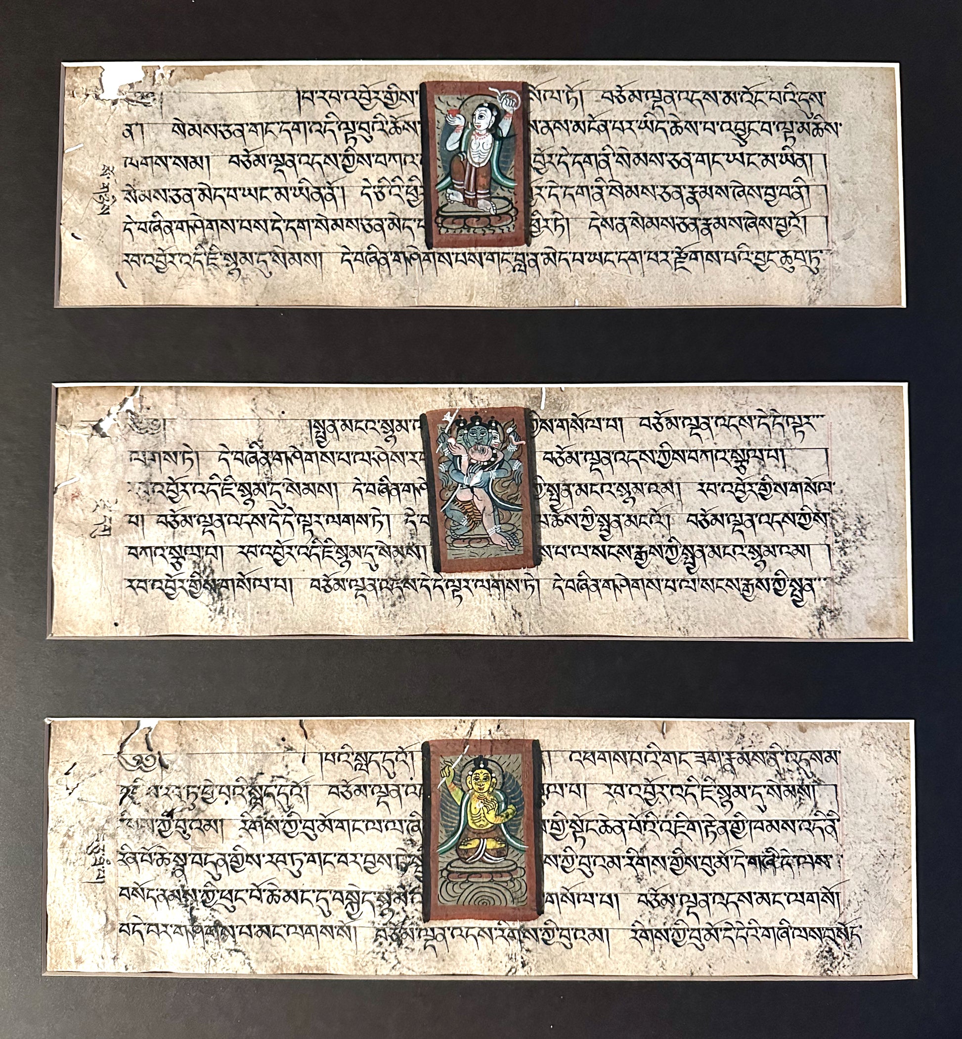 Early Buddhist Manuscript Paintings Panel - 1 #BuddhistPaintings #TibetanArt #BuddhistAntique - DharBazaar