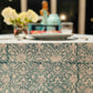 Made-to-Order Verdant Green Block Print Table Cloth, Table Linen, Wedding Table Cloth - DharBazaar