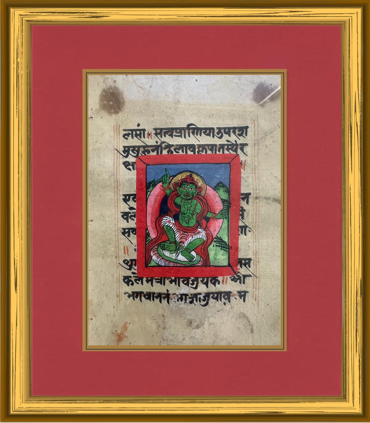 Tibetan Manuscript Paintings, Painting set of 9, Antique Buddhist Paintings, Buddhist Painting, Tibetan Art, Antique Art, Wall Art Original, Hand Painted, Series - 2 - DharBazaar